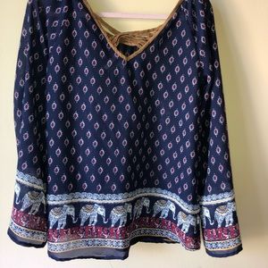 Boho Elephant Flowing Blouse